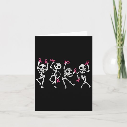 Pink Ribbon Breast Cancer Awareness Skeleton Women Kaart (Voorkant)