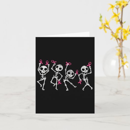 Pink Ribbon Breast Cancer Awareness Skeleton Women Kaart (Gele Bloem)