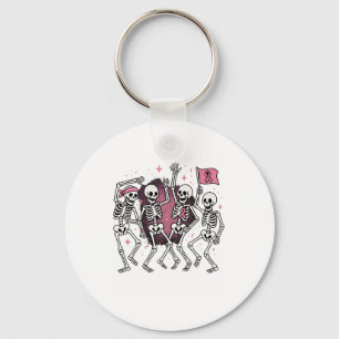 Pink Ribbon Breast Cancer Awareness Skeleton Women Sleutelhanger