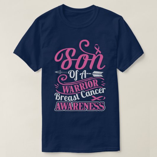 pink ribbon breast cancer awareness Son of warrior T-shirt (Design voorkant)