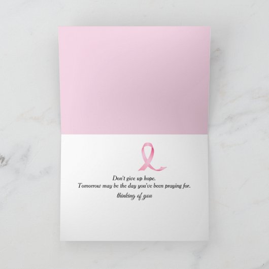 Pink Ribbon Breast Cancer Awareness Text Kaart (Binnen)