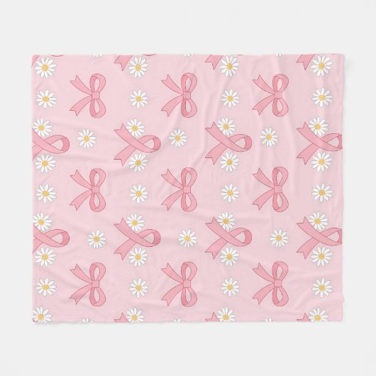 Pink Ribbon Breast Cancer Bewustheid Fleece Deken (Voorkant (Horizontaal))