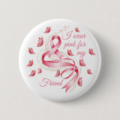 Pink Ribbon Breast Cancer Bewustheid Ronde Button 5,7 Cm (Voorkant)