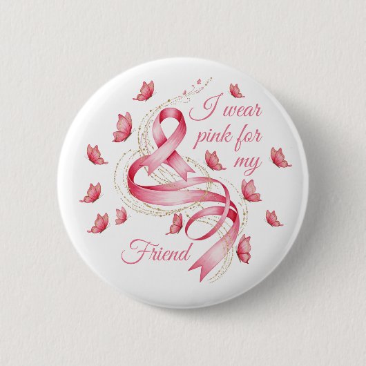Pink Ribbon Breast Cancer Bewustheid Ronde Button 5,7 Cm (Voorkant)
