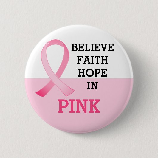Pink Ribbon Breast Cancer Bewustheid Ronde Button 5,7 Cm (Voorkant)