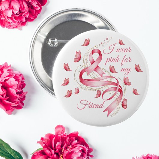 Pink Ribbon Breast Cancer Bewustheid Ronde Button 5,7 Cm