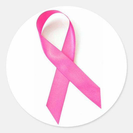 Pink Ribbon Breast Cancer Bewustheid Ronde Sticker (Voorkant)
