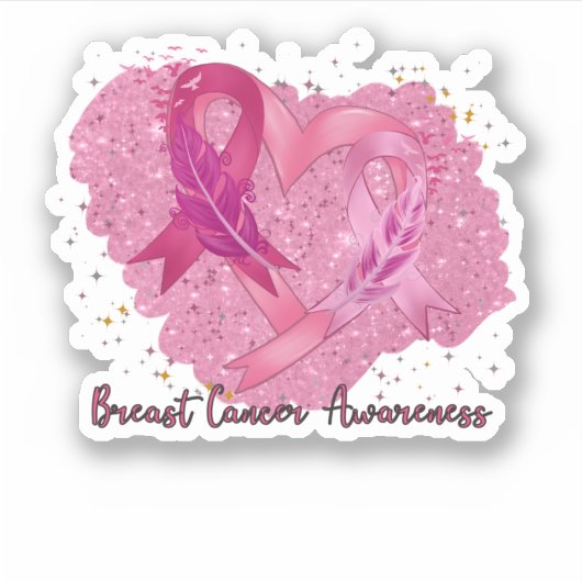 Pink Ribbon Breast Cancer Bewustheid Sticker (Voorkant)