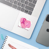 Pink Ribbon Breast Cancer Bewustheid Sticker (Laptop met iPhone)