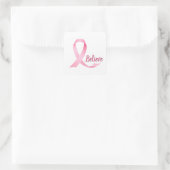 Pink Ribbon Breast Cancer Bewustheid Vierkante Sticker (Tas)