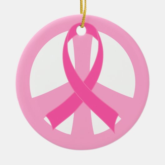 Pink Ribbon Breast Cancer Peace Sign Gift Keramisch Ornament (Voorkant)