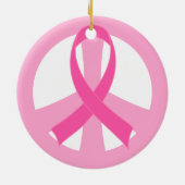Pink Ribbon Breast Cancer Peace Sign Gift Keramisch Ornament (Achterkant)