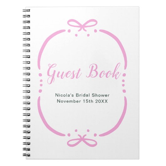Pink Ribbon Bridal Shower Guest Book Notitieboek (Voorkant)