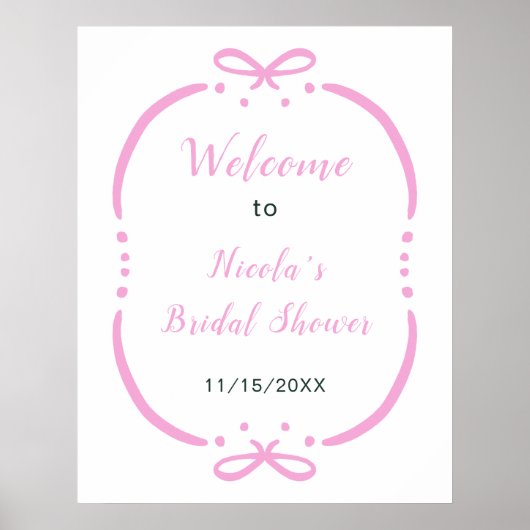 Pink Ribbon Bridal Shower Welcome Poster (Voorkant)