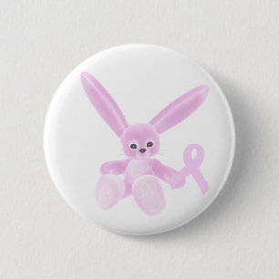 Pink Ribbon Bunny Ronde Button 5,7 Cm