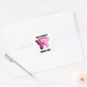Pink Ribbon Butterfly Overlevende borstkanker Vierkante Sticker (Envelop)