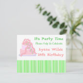 Pink Ribbon Cake Birthday Uitnodiging (Staand voorkant)