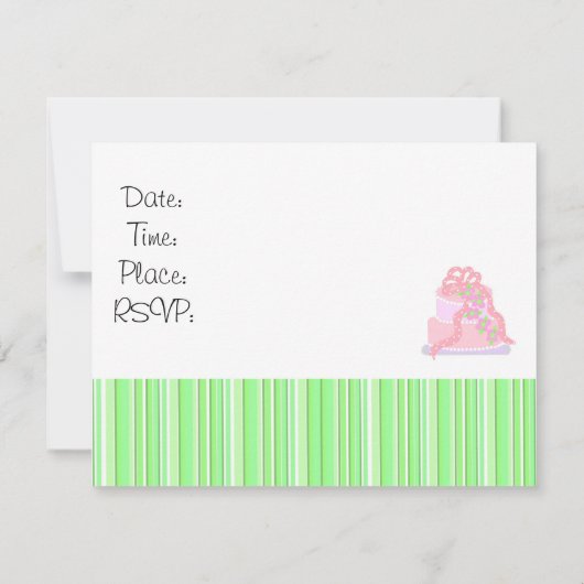 Pink Ribbon Cake Birthday Uitnodiging (Achterkant)