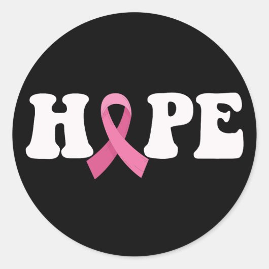 Pink Ribbon Cancer Awareness Borstkanker Hoop Ronde Sticker (Voorkant)