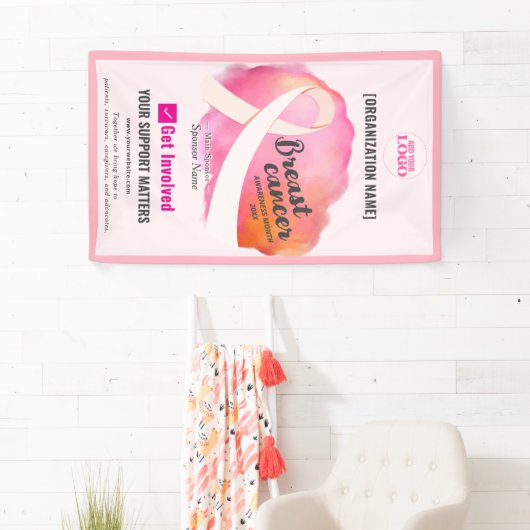 Pink Ribbon Cancer Awareness-fondsenwervingscampag Spandoek (Insitu)