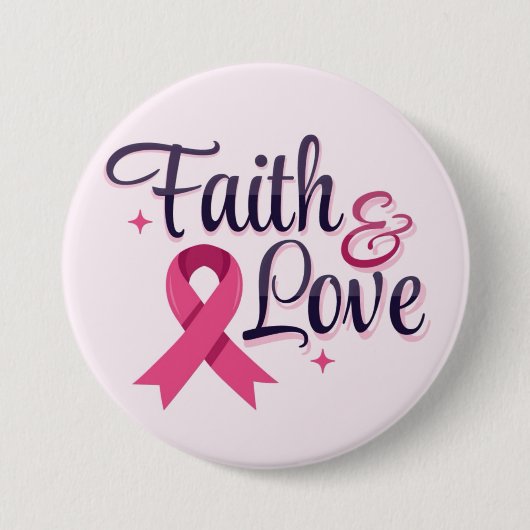 Pink Ribbon Cancer Awareness Ronde Button 7,6 Cm (Voorkant)