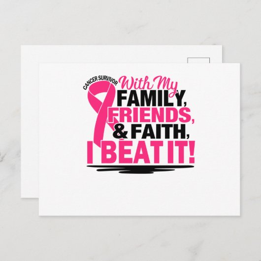Pink Ribbon Cancer Survivor Friends Family And Fai Aankondigingskaart (Voorkant / Achterkant)