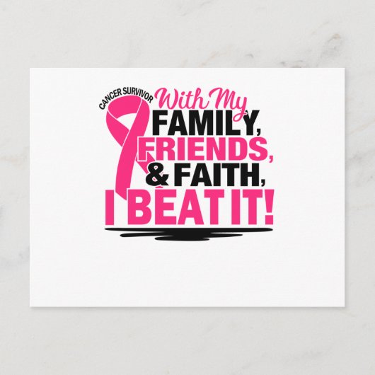 Pink Ribbon Cancer Survivor Friends Family And Fai Aankondigingskaart (Voorkant)