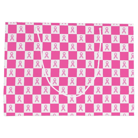 Pink Ribbon Checkerboard – Breast Cancer Awareness Groot Cadeauzakje (Achterkant)