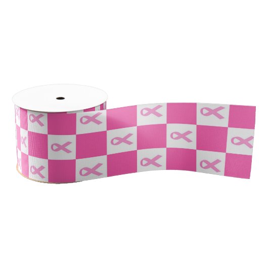 Pink Ribbon Checkerboard – Breast Cancer Awareness Grosgrain Lint (Spoel)