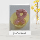 Pink Ribbon Cookie Kaart (Gele Bloem)