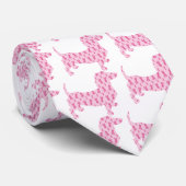 Pink Ribbon Dachshund Stropdas (Opgerold)