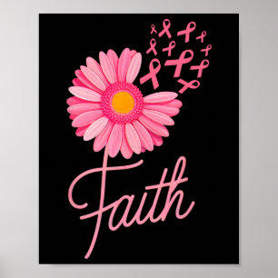 Pink Ribbon Daisy Flower Faith Borstkanker Aware Poster