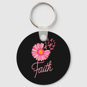 Pink Ribbon Daisy Flower Faith Borstkanker Aware Sleutelhanger