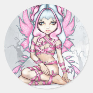 "Pink Ribbon Fairy" ticker Ronde Sticker