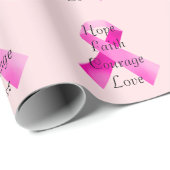 Pink Ribbon Faith Wrapping Paper Cadeaupapier (Rol Hoek)
