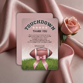 Pink Ribbon Football Touchdown Baby shower Bedankkaart