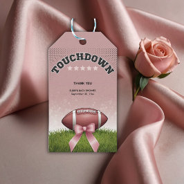 Pink Ribbon Football Touchdown Baby shower Cadeaulabel