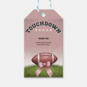 Pink Ribbon Football Touchdown Baby shower Cadeaulabel (Voorkant)