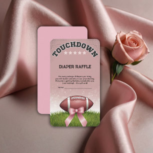 Pink Ribbon Football Touchdown Baby shower Informatiekaartje