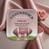 Pink Ribbon Football Touchdown Baby shower Papieren Bordje