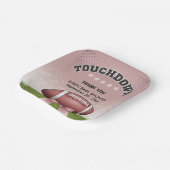 Pink Ribbon Football Touchdown Baby shower Papieren Bordje (Gebogen)