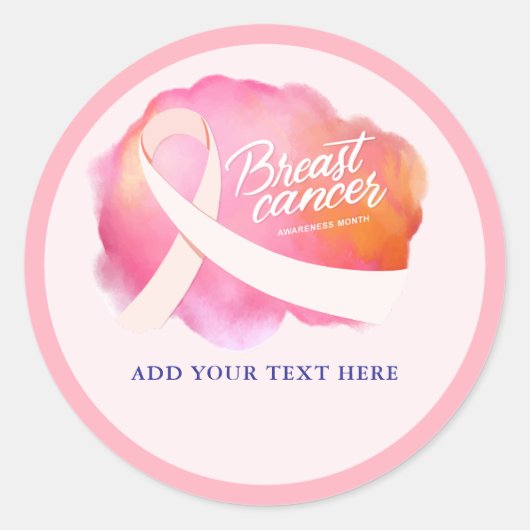Pink Ribbon Formal Cancer Awareness Fundraiser Ronde Sticker (Voorkant)