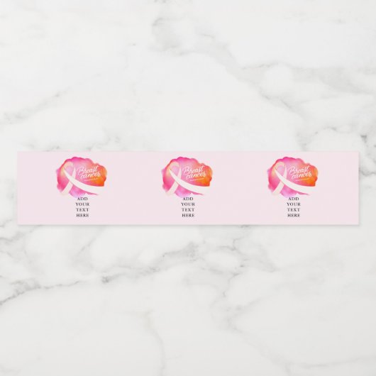 Pink Ribbon Formal Cancer Awareness Fundraiser Waterfles Etiket (Enkel label)