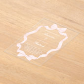 pink ribbon frame Baptism Acryl Uitnodigingen (Laagn)