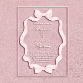  pink ribbon frame Baptism  Acryl Uitnodigingen