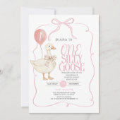 PINK Ribbon Gingham Een Gekke Goose Verjaardag Kaart (Voorkant)