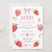 PINK Ribbon Gingham Strawberry Baby shower Kaart (Voorkant)
