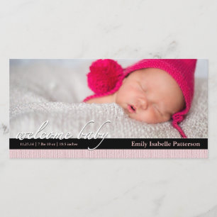 Pink Ribbon Girl Baby Geboorteaankondiging Fotokaa Aankondiging