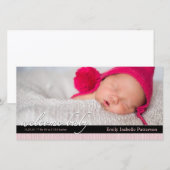 Pink Ribbon Girl Baby Geboorteaankondiging Fotokaa Aankondiging (Voorkant / Achterkant)