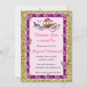 Pink Ribbon Gold Glitter Royal Princess Birthday Kaart (Voorkant)